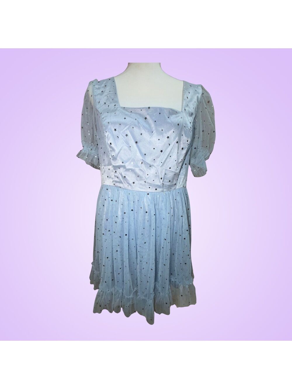 Hell Bunny Infinity Blue Star & Moon Mesh Mini Dress | XL UK 16